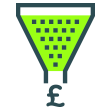 An icon of a funnel with a pound sign at the bottom - a metaphor for conversion rate optimisation (CRO)
