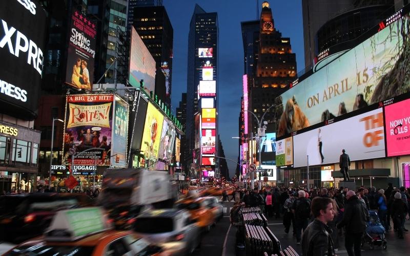 Video advertising in Times Square, helping to build brands