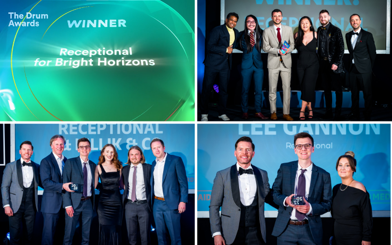 Photographs of the Receptional team collecting awards