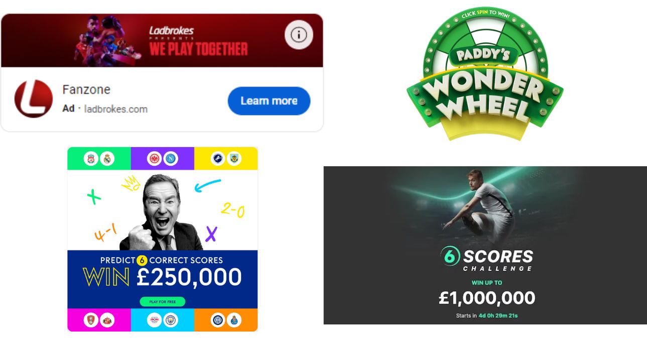 A selection of free-to-play games promoted by sports betting and iGaming brands